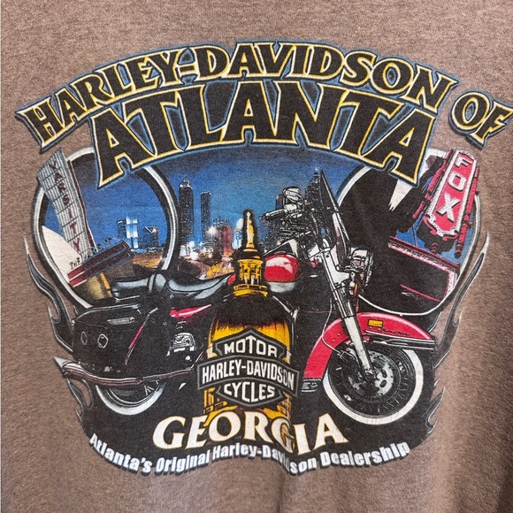 Harley Davidson Tan Long Sleeve Men’s Pocket T-Shirt Graphic Back & Sleeve Sz 2X - Picture 4 of 11